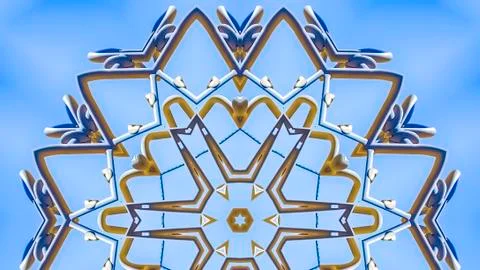 Panorama frame Complex design pattern with metal beams in star 写真素材