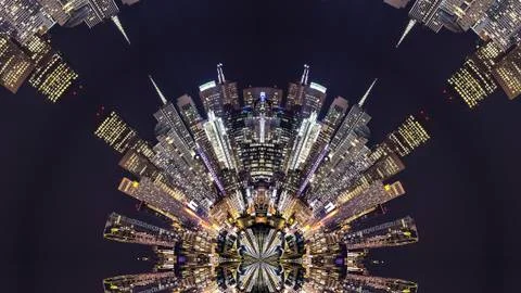 Panorama frame Radial shape made from San Francisco night Stock Photos