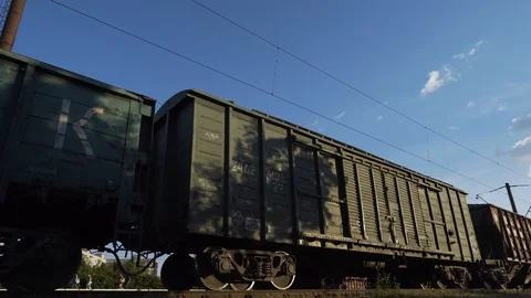 Panorama of freight train car Stock Footage 94926556