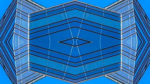 Panorama Front view of the windows of an office building Stock Photos