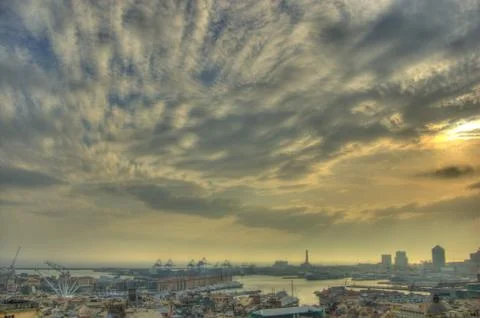 Panorama of Genoa Stock Photos