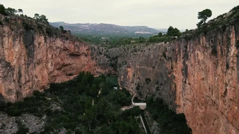 Panorama of the gorge with steep cliffs Stock Footage 240541528
