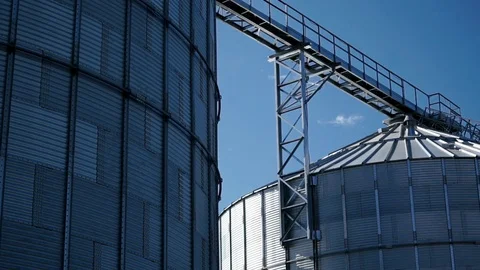 Panorama of grain-drying complex construction 库存影片 98109238