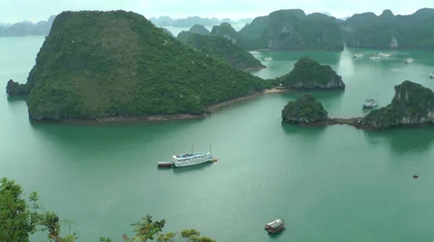 Panorama of Halong Bay Stock Footage 33922859