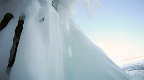 Panorama of Hanging Icicle Video stock 42689286