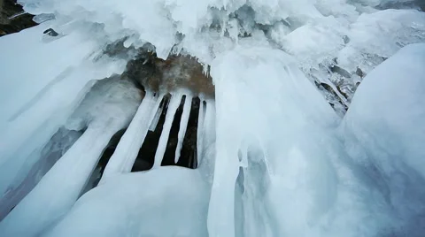 Panorama of Hanging Icicle Video stock 42689290