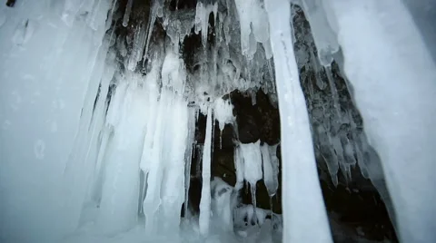 Panorama of Hanging Icicle Video stock 42689298