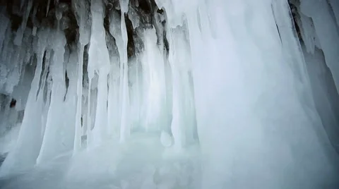 Panorama of Hanging Icicle Video stock 42689359