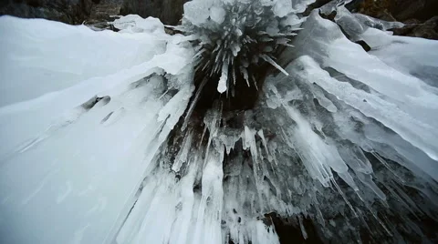 Panorama of Hanging Icicle Video stock 42689363