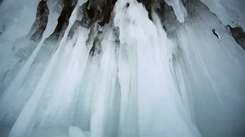 Panorama of Hanging Icicle Video stock 42689377