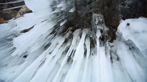 Panorama of Hanging Icicle Video stock 42689379