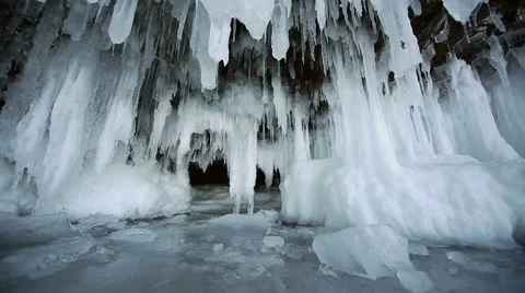 Panorama of Hanging Icicle Video stock 42689387