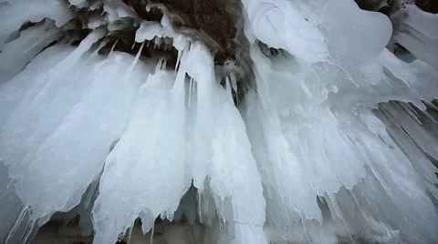 Panorama of Hanging Icicle Video stock 42689469