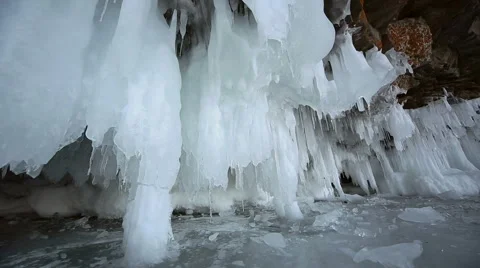 Panorama of Hanging Icicle Video stock 42689475