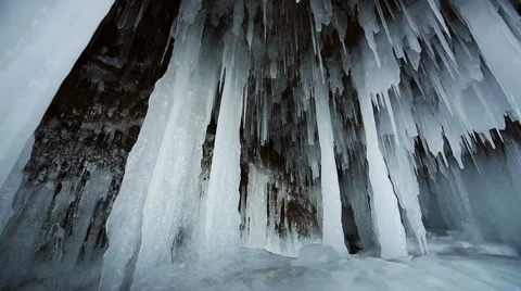 Panorama of Hanging Icicle Video stock 42689496