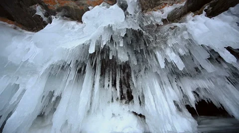 Panorama of Hanging Icicle Video stock 42689502