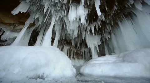 Panorama of Hanging Icicle Video stock 42689515