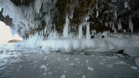 Panorama of Hanging Icicle Video stock 42689535