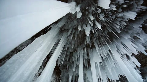 Panorama of Hanging Icicle Video stock 42689537