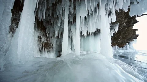 Panorama of Hanging Icicle Video stock 42689542
