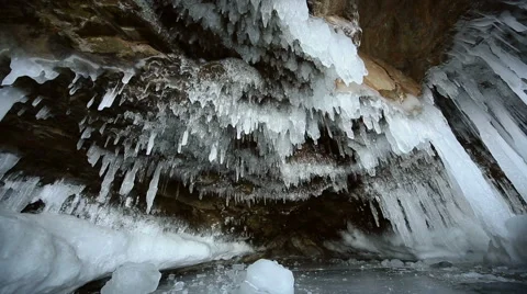 Panorama of Hanging Icicle Video stock 42689547
