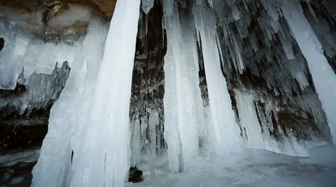 Panorama of Hanging Icicle Video stock 42689551