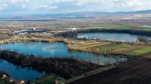 Panorama from the height of several lakes Stock Footage 126077847