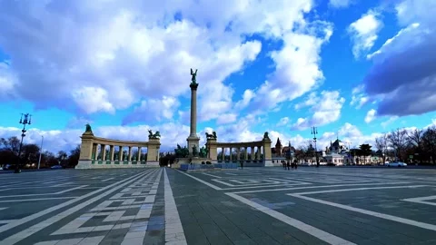 Panorama of Heroes Square and Millenium Monument, Budapest, Hungary Stockbeeldmateriaal 311017963