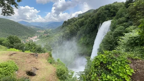 Panorama from the high pointview of Marmore falls Stock Footage 244387309