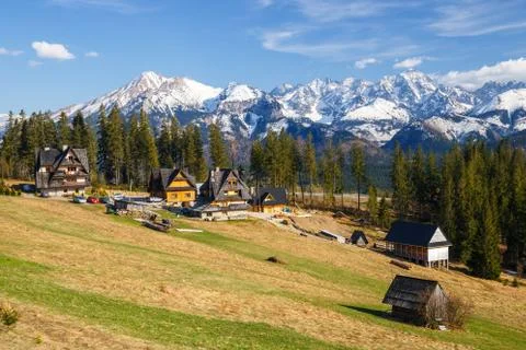 Panorama of the High Tatra Mountains, Gliczarow, Poland 写真素材
