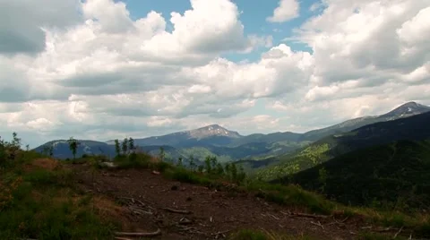 Panorama highest mountains of Ukraine Stock Footage 69009116