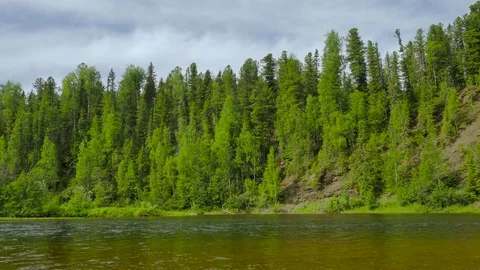 Panorama to hill with debris stream Stock Footage 73312977
