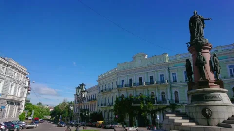 Panorama of historic Catherine Square, Odesa, Ukraine 库存影片 158956589