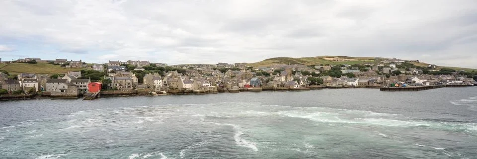 Panorama of the historic village Stromness on Orkney mainland, Scotland, Uk Stock Photos