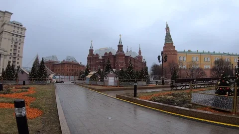 Panorama of the Hunting Row Square overlooking the Moscow Kremlin Video stock 121215420