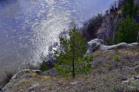 Panorama from Ice Mountain to the Sylva River, lakes and the city of Kungur o Stock Photos