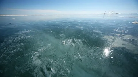 Panorama of ice with reflection of the sun 2 Stock Footage 40789005