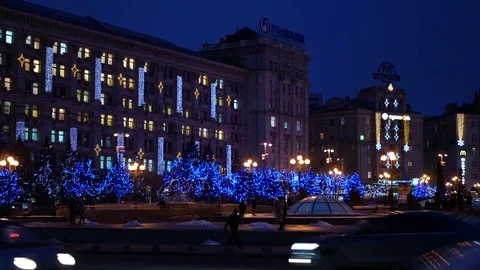 Panorama of Independence Square at night. Stock Footage 71258813