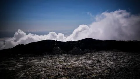 Panorama inside caldera of Pico volcano, Azores, Portugal Foto stock