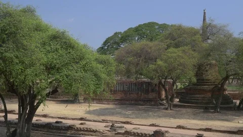 Panorama inside the Wat Phra Si Sanphet in the Ayutthaya Historical Park in Stock Footage 74255890