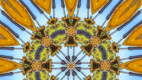 Panorama Intense and complex design from a yellow tractor 스톡 사진