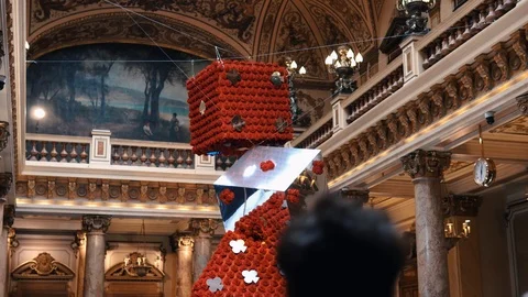 Panorama of the interior of the hotel Monaco, Monte Carlo district. Stock Footage 113353433