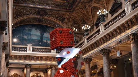 Panorama of the interior of the hotel Monaco, Monte Carlo district. 库存影片 113353455