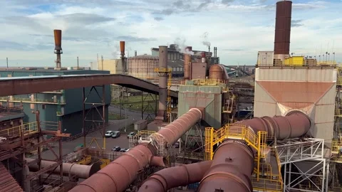 Panorama of the interior of a metallurgical plant for processing ore and metals Stock Footage 326387305