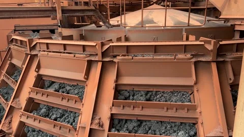 Panorama of the interior of a metallurgical plant for processing ore and metals Stock Footage 332078492