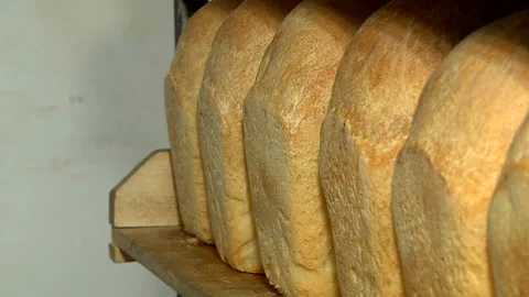 Panorama of just cooked loaf of bread Stock-Footage 99615113