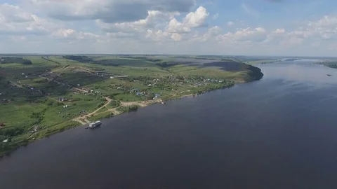 Panorama of the Kama River from above Stock Footage 76531716