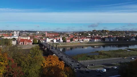 Panorama of Kaunas from a drone Stock Footage 254085361