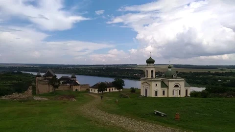 Panorama of the Khotyn fortress Stock Footage