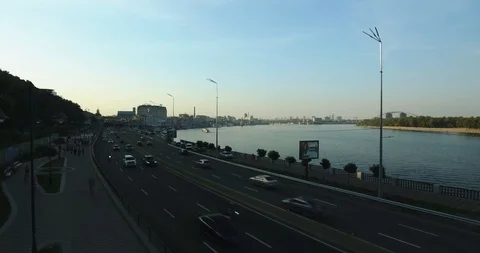 Panorama Of Kiev In Shadow At Sunset. Stock Footage 95430618